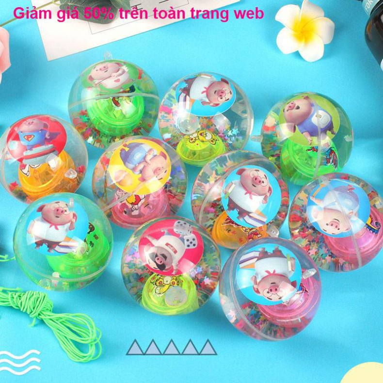 Bóng nhảy nhiều màu sắc Quả cầu pha lê nảy sáng Đồ chơi phát có dây kéo pinball đèn nháy cho trẻ em