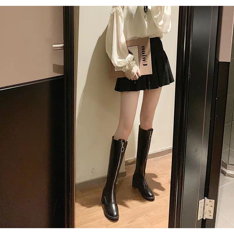 [ Sẵn be sz 39 ] Order boots đùi phong cách Ulzzang mới nhất mùa thu 2019, hàng quảng châu loại đẹp