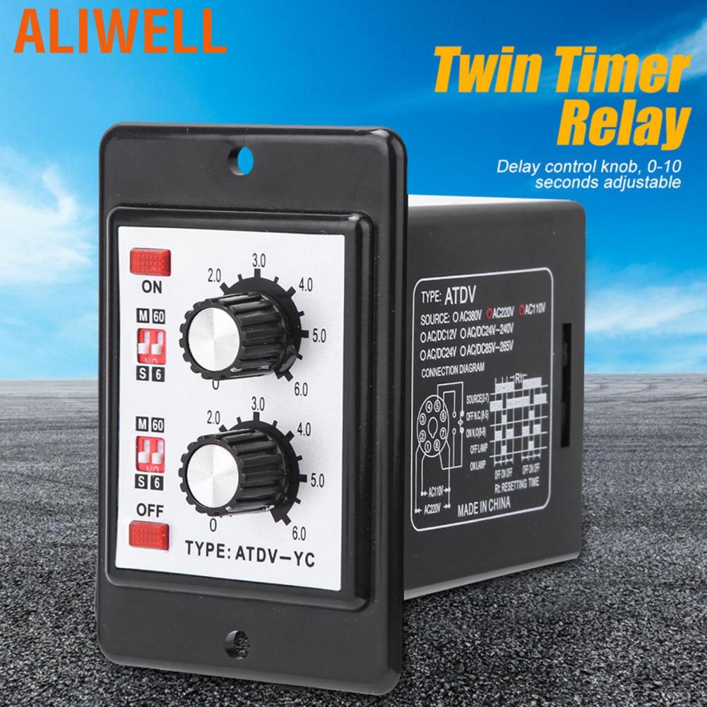 Aliwell On Off Twin Timer Relay Knob Control Time Switch ATDV-YC 6S-60M