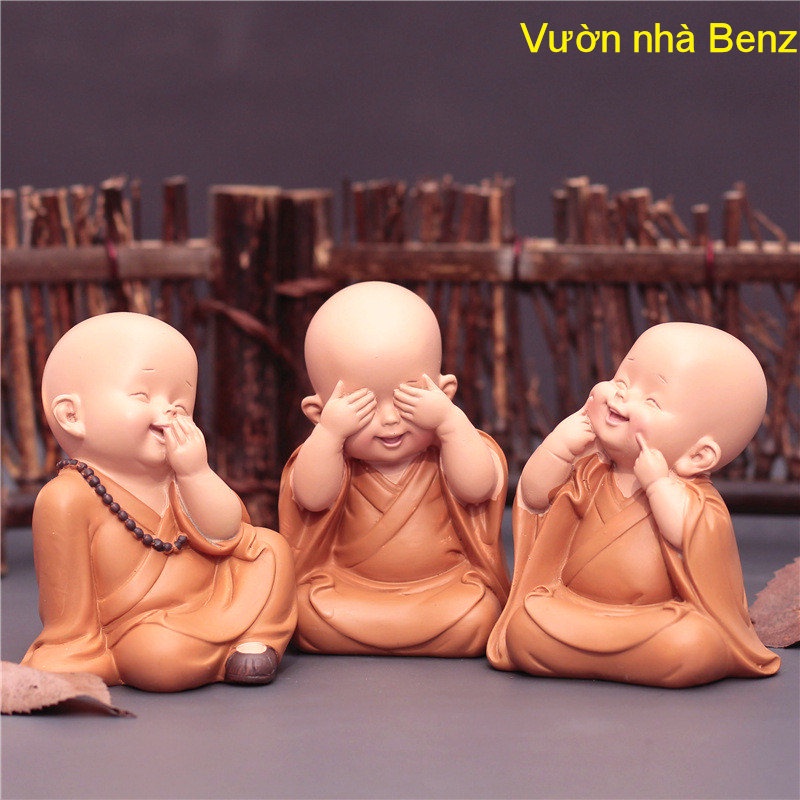 Bộ 3 chú tiểu ÁO NÂU dễ thương GIÁ RẺ CÓ QUÀ TẶNG, Hàng bao bể khi giao