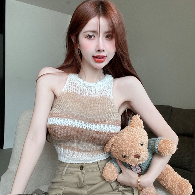 Áo Dệt Kim Sát Nách Màu Gradient Quyến Rũ Trẻ Trung Hợp Thời Trang