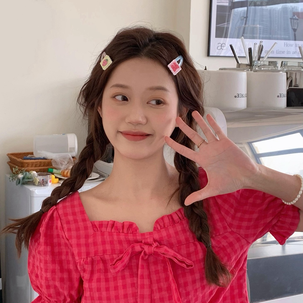 Kẹp Tóc BB Nhiều Màu Sắc Họa Tiết Trái Dâu Dễ Thương Xinh Xắn Cho Nữ