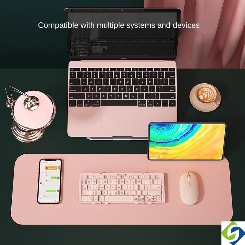 Bộ Bàn Phím Và Chuột bluetooth Không Dây Siêu Mỏng Gấp Gọn Đáng Yêu Màu Hồng Hb066 Cho laptop/Máy Tính Bảng