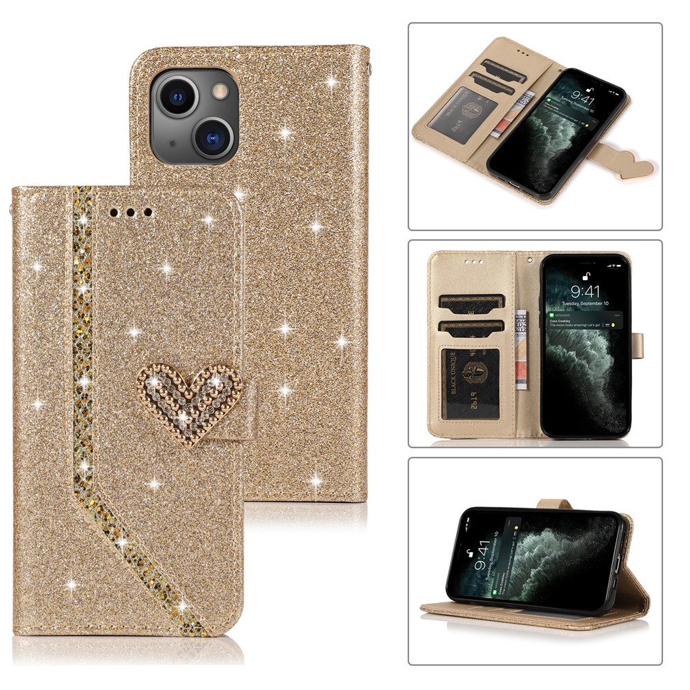 Bao Da Điện Thoại Nắp Lật Kèm Ngăn Đựng Thẻ Khóa Nam Châm In Hình Trái Tim Cho iphone 13 12 11 pro max x xr xs 7 8 plus Ốp