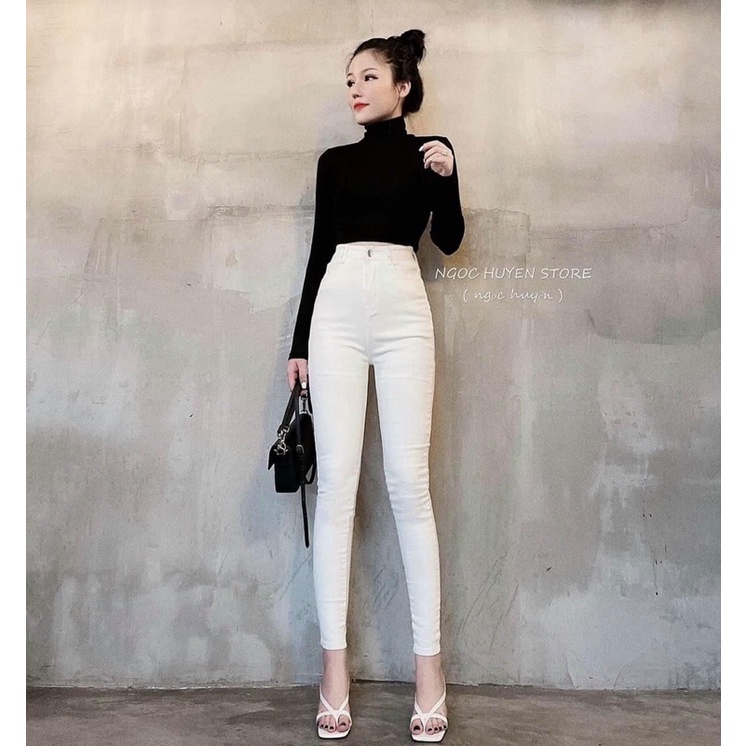 quần jean nữ màu trắng trơn co dãn NAGO HOUSE 241 kèm ảnh thật trãi sàn
