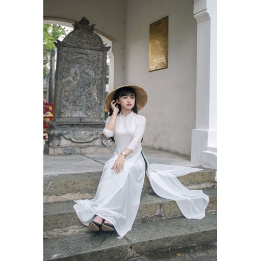 Áo dài trắng, áo dài 4 tà lụa chiphong cao cấp