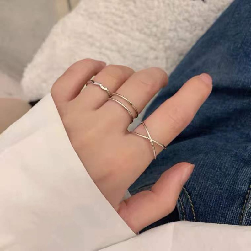 Set 3 Nhẫn Bạc Đơn Giản Thời Trang Cho Nữ