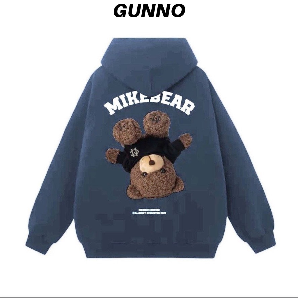 Áo Hoodie GUNNO, áo khoác nỉ Zip in hình MIKE BEAR, form rộng, full 6 màu