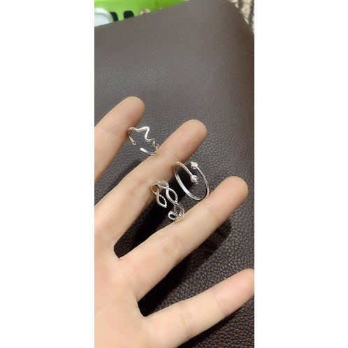 Nhẫn sóng nụ sen nhịp tim vô cực bạc ta NGỌC MẬU freesize