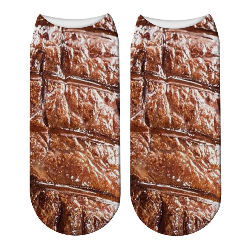 XIXI 1 Đôi Vớ Ngắn In Họa Tiết Thịt 3D Vui Nhộn Dành Cho Nam Nữ