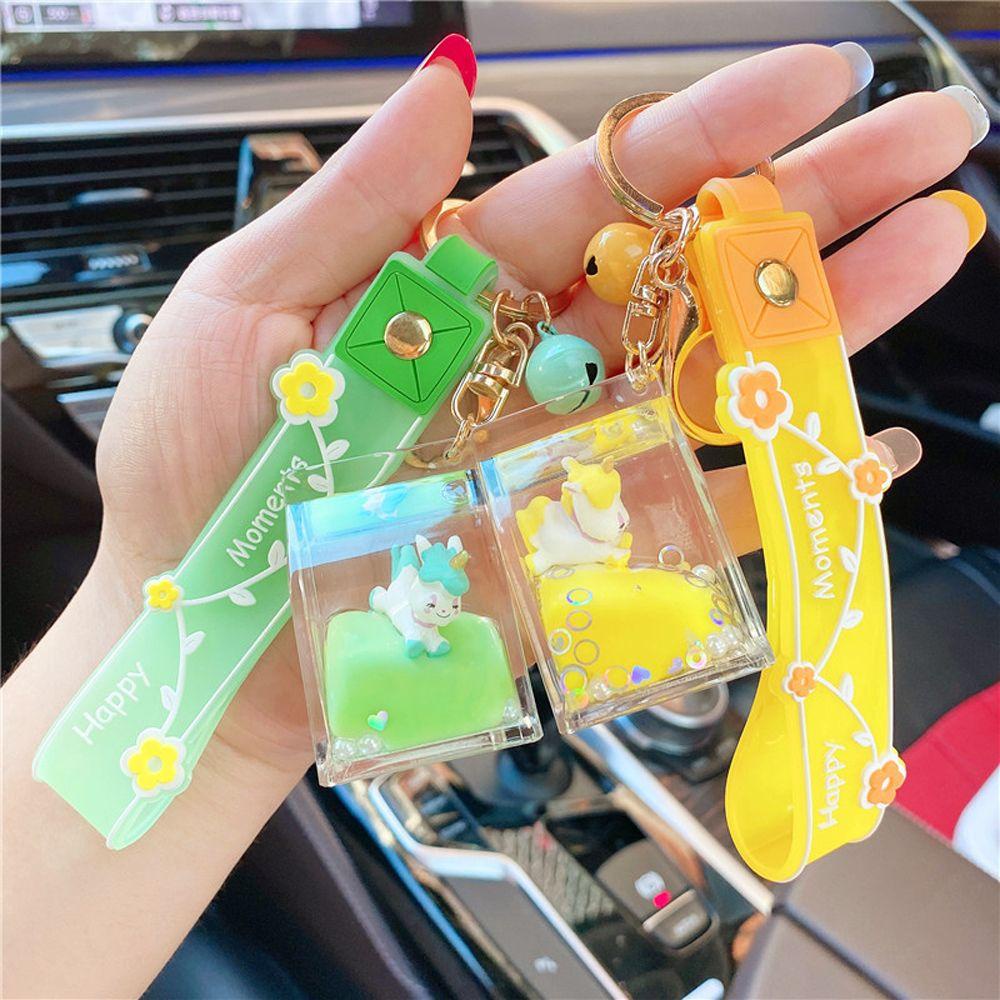 Móc Khóa Hình Bình Sữa Kỳ Lân Hoạt Hình Nổi Sáng Tạo Dành Cho Nữ