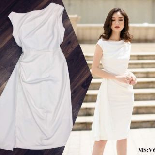 Váy trắng nhún eo
