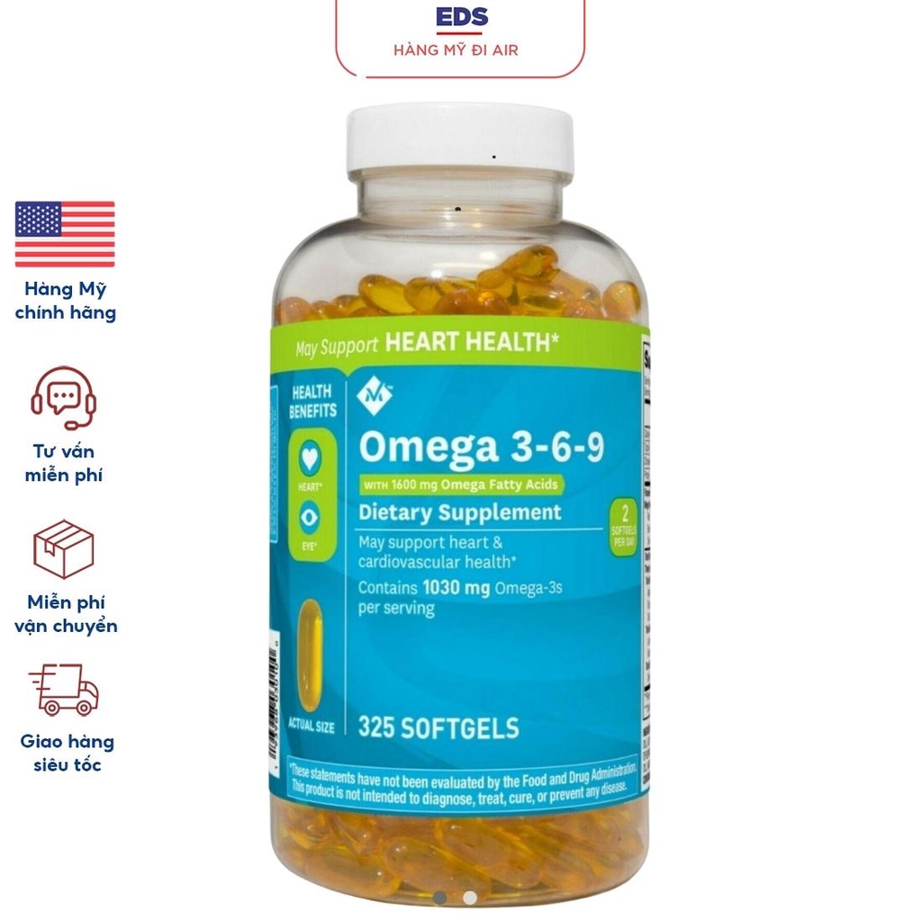 Viên uống dầu cá date 2025 fish oil Omega 369 Member’s Mark Supports Heart Health - EDS Hàng Mỹ