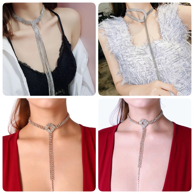 Vòng cổ choker đá nhân tạo - chocker đá nhân tạo