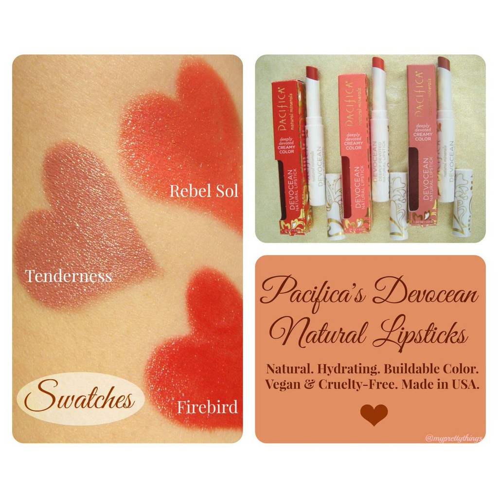 Son thiên nhiên Pacifica creamy color Devocean natural lipstick