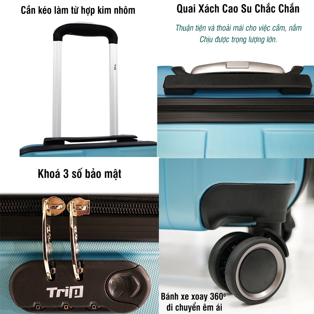 Vali nhựa TRIP P12 size 20inch xách tay lên máy bay bảo hành 5 năm chính hãng, 1 đổi 1 trong 12 tháng