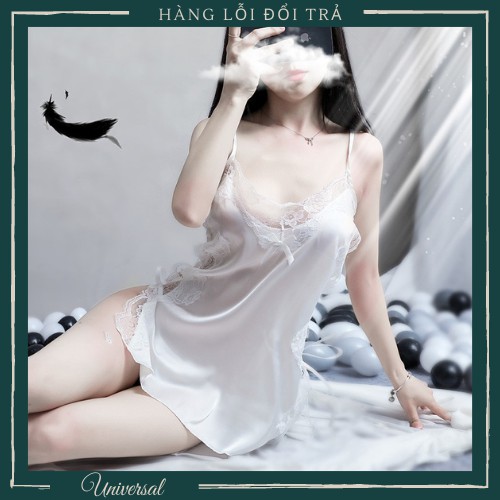 Đầm Ngủ 2 Dây Sexy - Váy Ngủ Sexy Đan Dây Hai Bên Hông Vải Phi Lụa Gợi Cảm UNIVERSALXXX - DNS14