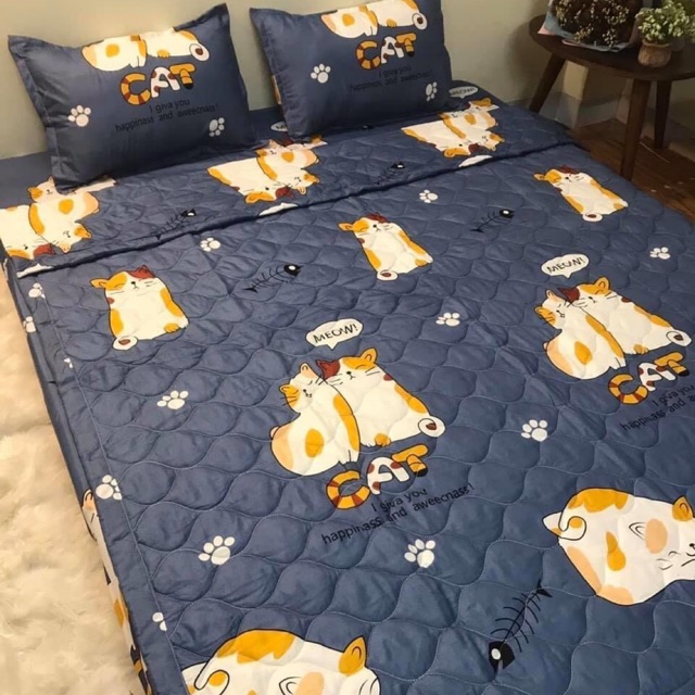 BỘ CHĂN GA 5 MÓN CAT XÁM