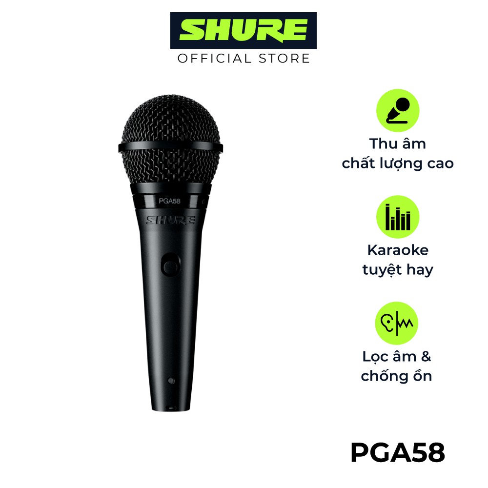 Micro Shure PGA58-QTR - Hàng chính hãng - Micro karaoke có dây Shure tuyệt vời cho biểu diễn âm nhạc và hát Karaoke