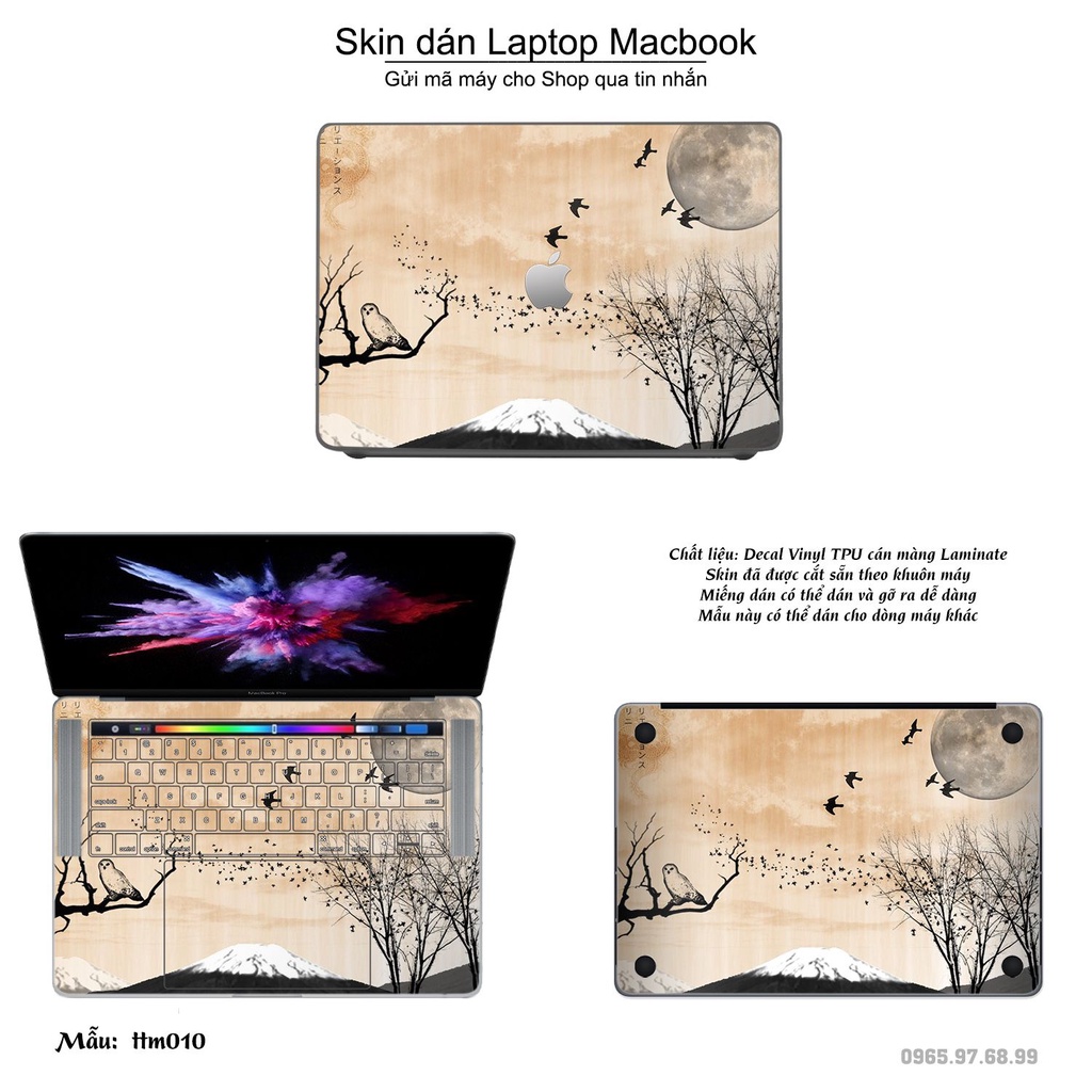 Skin dán Macbook mẫu Tranh thủy mặc (đã cắt sẵn, inbox mã máy cho shop)