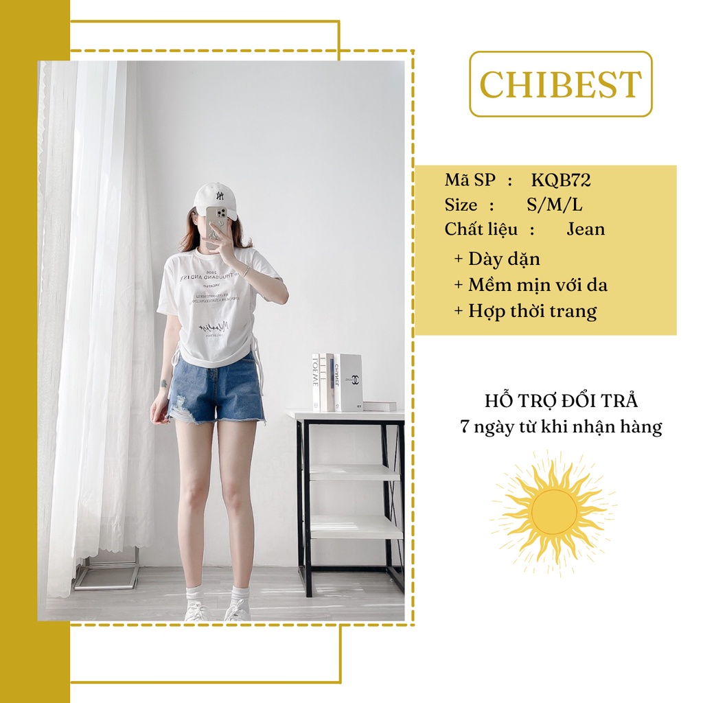 Quần Sọt Jean Nữ Mẫu Rách Bụi Tua Lai quần short đùi rách cạp cao tôn dáng KQB72