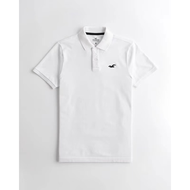 Áo thun polo Hollister White & Blue Sky [ 100% cotton mịn màn]