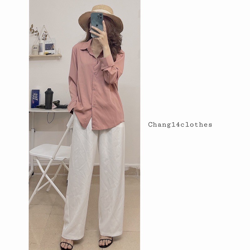 Áo sơ mi nữ siêu xinh, áo sơ mi công sở chất lụa đẹp nhiều màu (hồng trắng vàng) | BigBuy360 - bigbuy360.vn