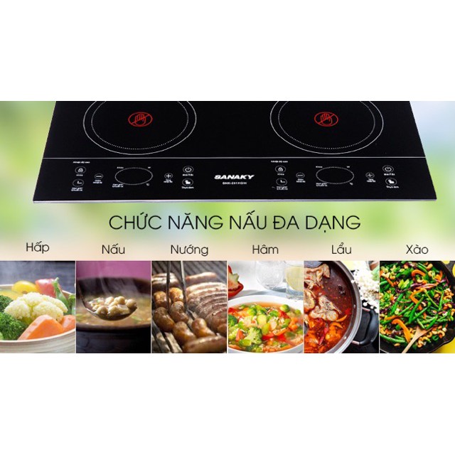 Bếp hồng ngoại đôi Sanaky SNK-201HGW NEW 100% hàng chính hãng