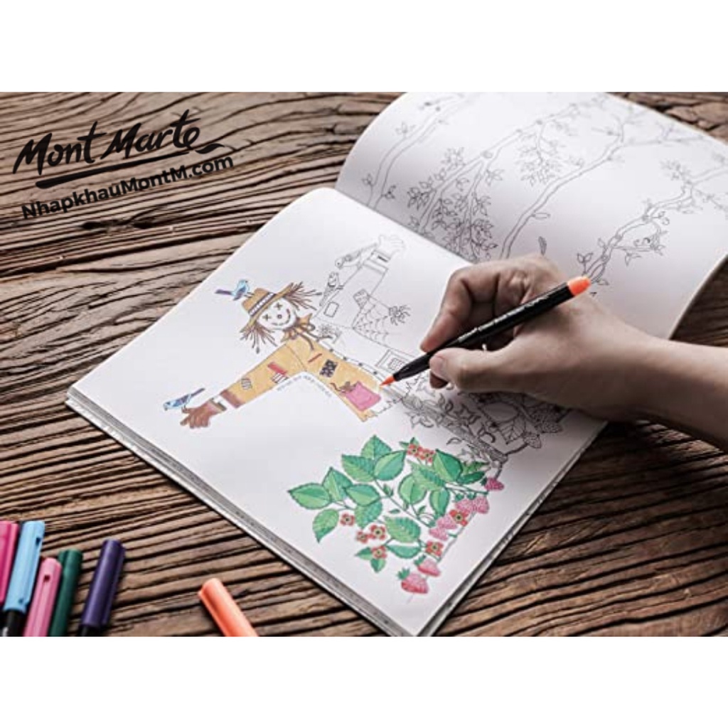 Bộ bút màu dạ marker Mont Marte Signature Colouring Brush Markers 12 màu