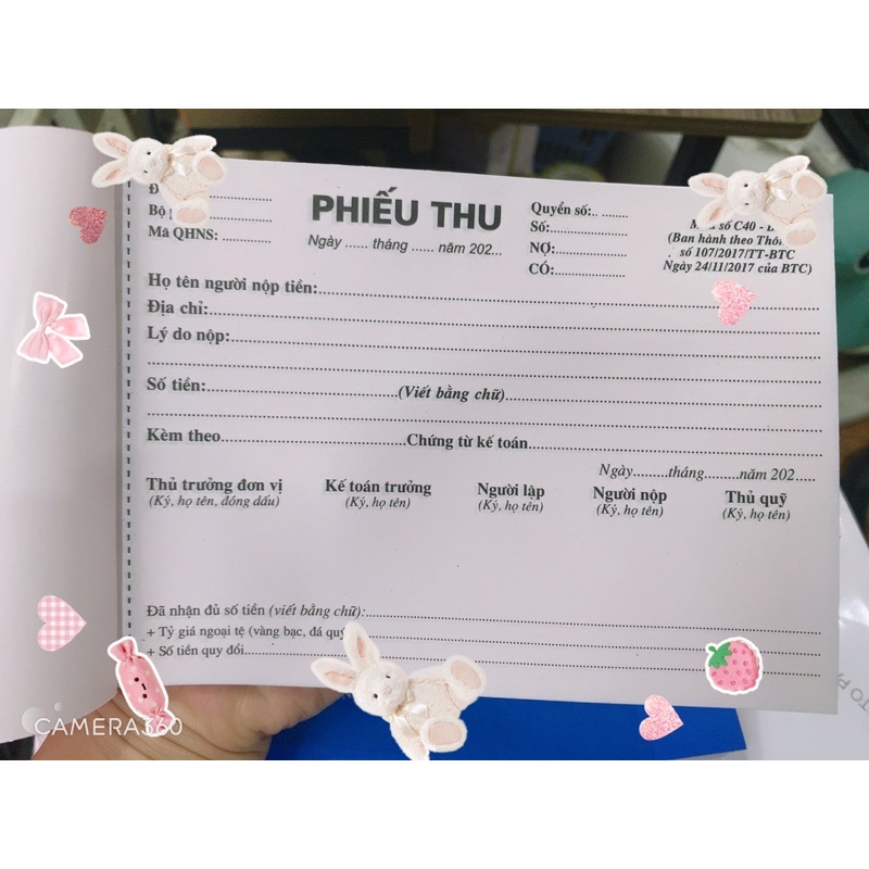 Phiếu thu, phiếu chi 2 liên cacbon 60 tờ, 100 tờ