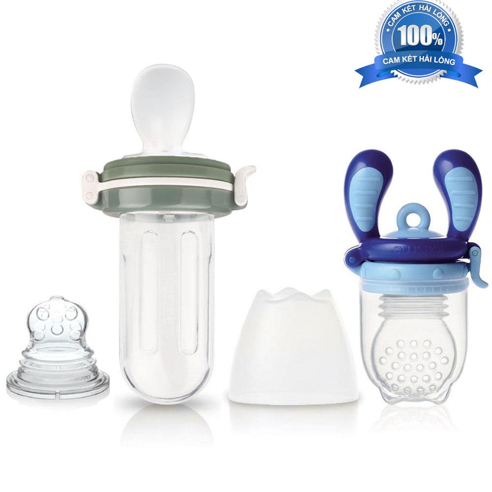 Combo Tiết Kiệm Ăn Dặm Chủ Động Kidsme Túi Nhai Chống Hóc Size L (6m+) + Bình Bóp Ăn Dặm Cháo Bột (4m+) - Chống Hóc