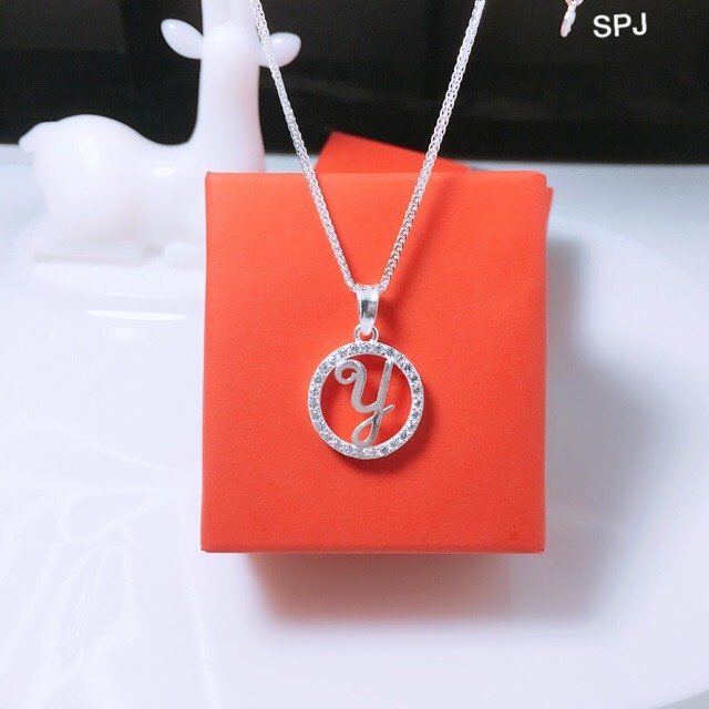 Dây chuyền nữ bạc thật mặt chữ cái đính đá sáng đẹp - Kho sỉ bạc Nhất Linh