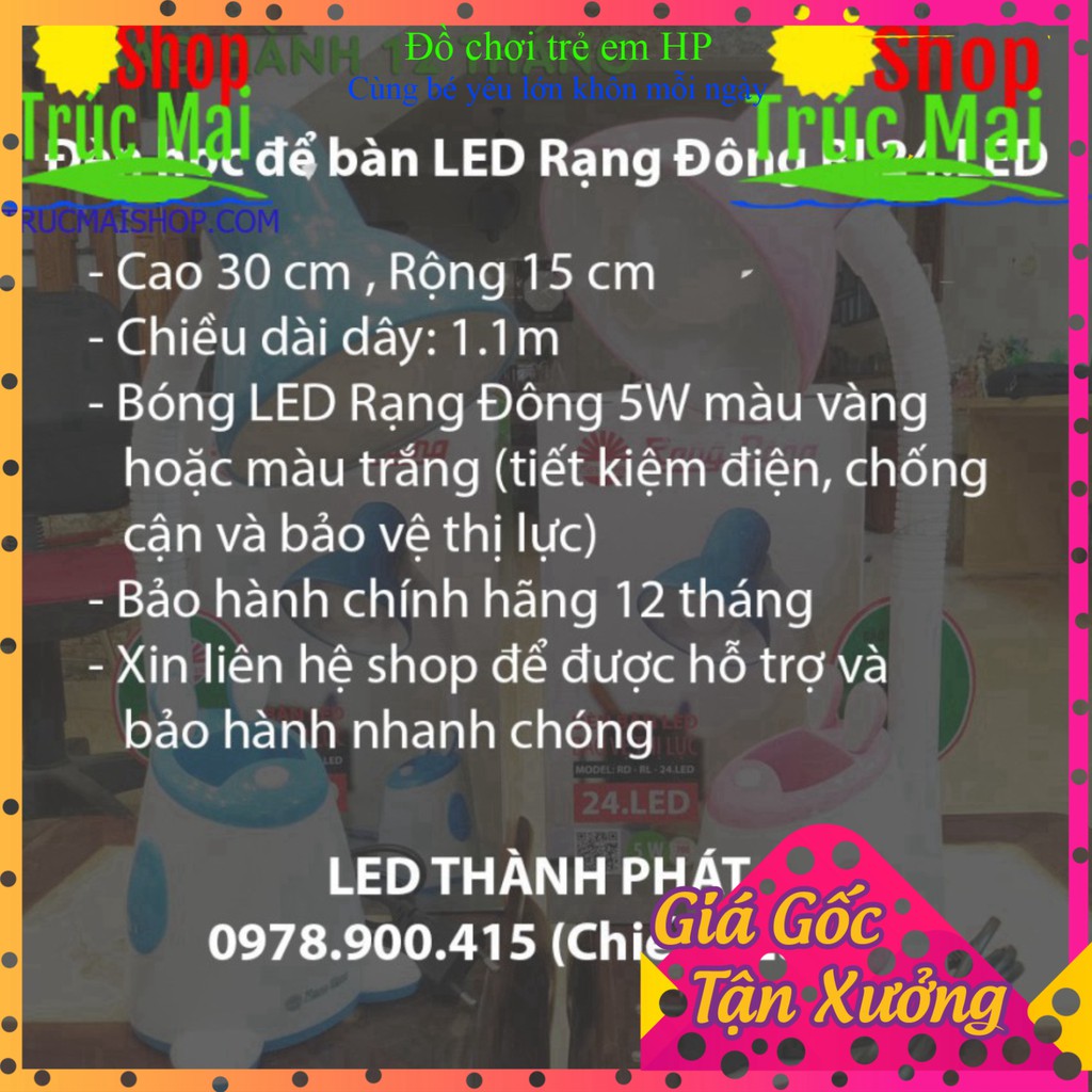 [ Loại Cao Cấp] Đèn học RẠNG ĐÔNG chống cận RL-24 LED kèm bóng LED 5W tiết kiệm điện năng, bảo vệ thị lực