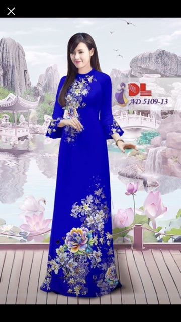 Vải áo dài hoa mẫu đơn