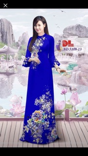 Vải áo dài hoa mẫu đơn