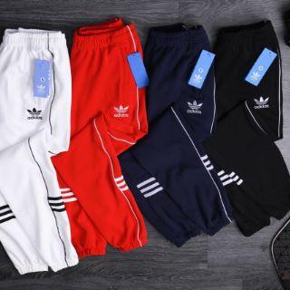 Hình thật - Quần jogger adidas ống bo màu trắng sọc đen hàng xuất giá rẻ