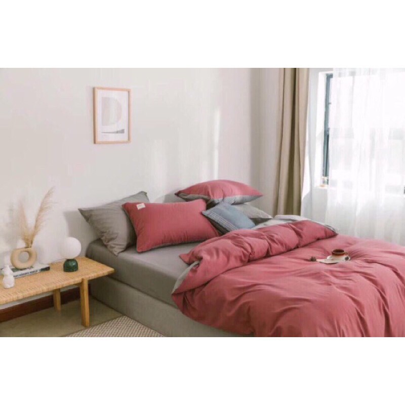 Chăn Ga Gối ❤️ cotton đũi trơn màu chăn ga gối đệm hàn quốc cotton tici miễn phí bo chun Mượt Decor