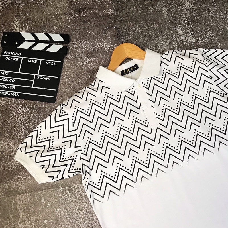 Áo Polo nam cổ bẻ phối hoạ tiết đen trắng form ôm dáng chuẩn chất vải thun lạnh cotton thấm hút mồ hôi | BigBuy360 - bigbuy360.vn