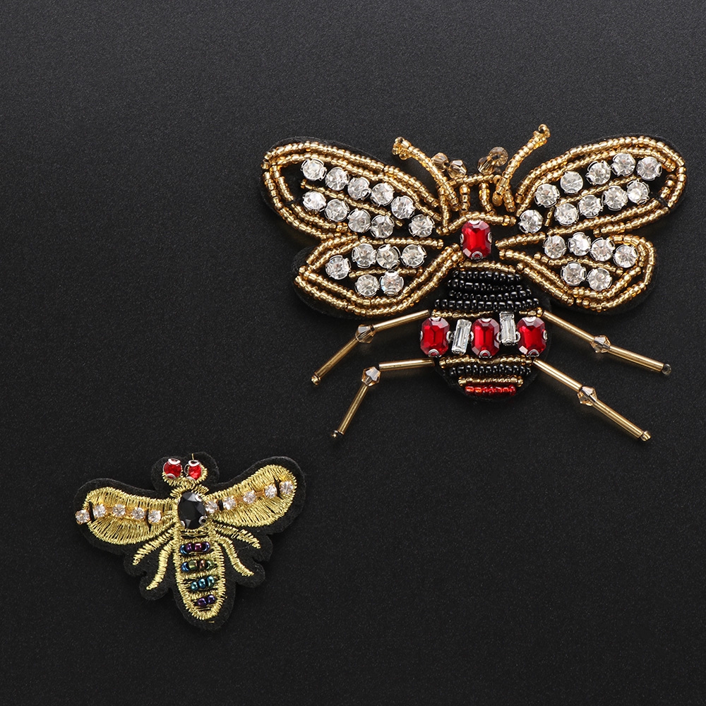 Bộ 2 miếng vá trang trí quần áo hình ong đính sequin