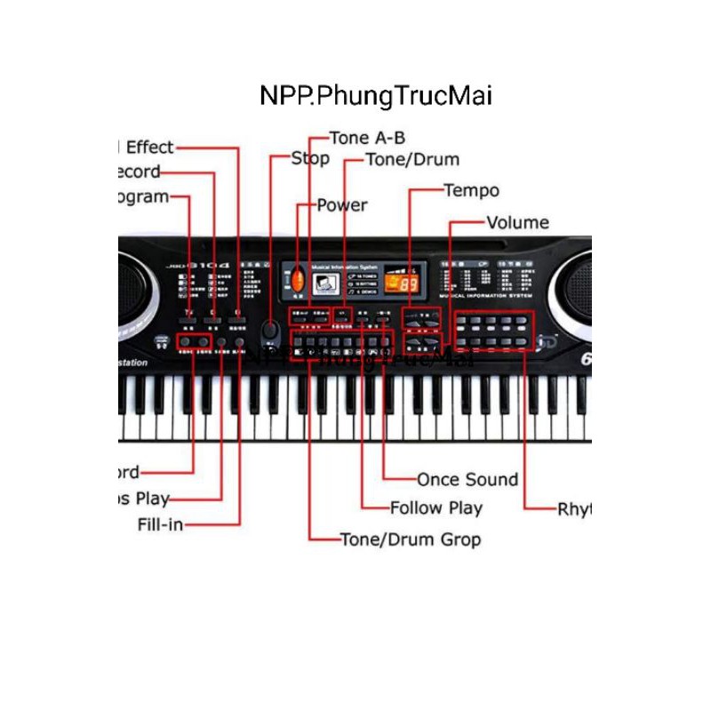 Đàn Piano Electronic Keyboard 61 Phím Kèm Mic Cho Bé