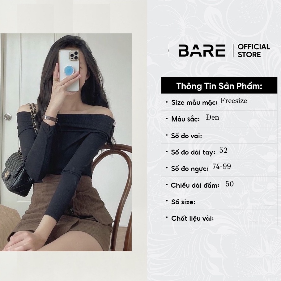 Áo trễ vai tay dài thun gân tôn dáng hot thu đông - AO01