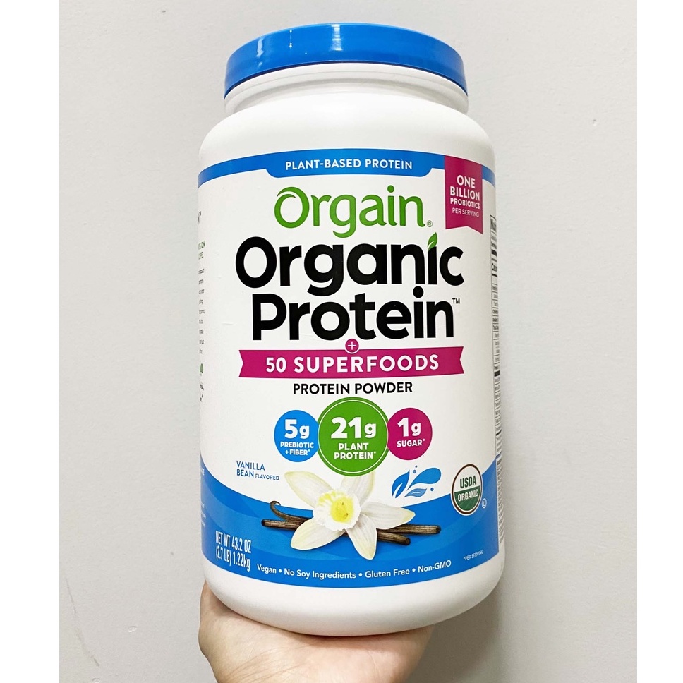 [Date 08/2023] Bột protein đạm thực vật hữu cơ Orgain Organic Protein hương vanilla 1.22kg