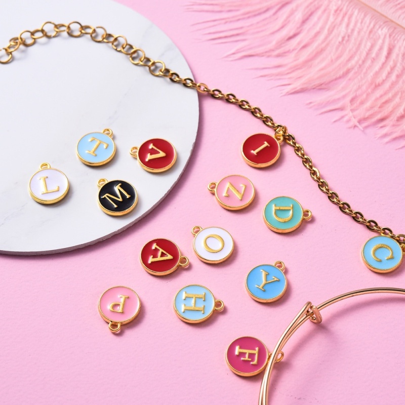 Set 26 Mặt Dây Chuyền Khắc Chữ Tiếng Anh 14 * 12 * 2mm