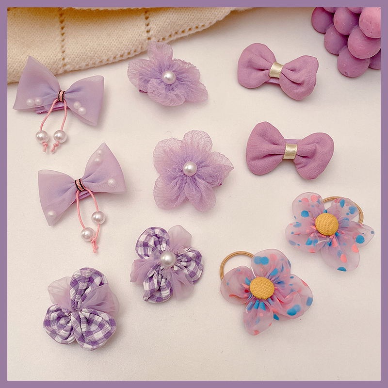 Bộ 10 Dây Cột Tóc Thời Trang Hàn Quốc Xinh Xắn Cho Bé Gái