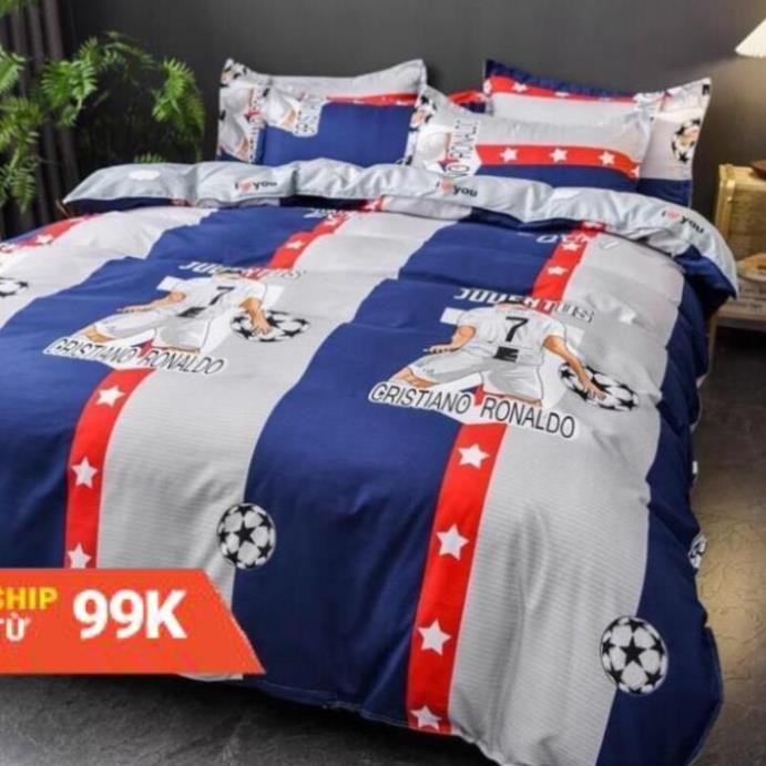 Bộ chăn ga cotton poly Emmidecor - mẫu ronaldo .