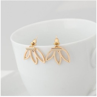 Khuyên tai, bông tai nữ nụ sát tai 3 lá màu vàng - bạc unisex - D91
