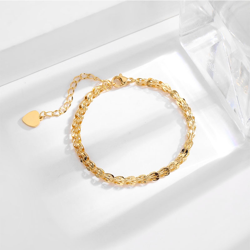 Vòng Tay Thép Titan Không Phai Màu Vàng 18k Phong Cách Retro Đơn Giản Dễ Phối Đồ