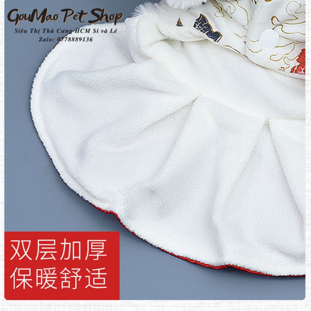 Váy tết họa tiết cá chép sang trọng dành cho chó mèo - Goumao