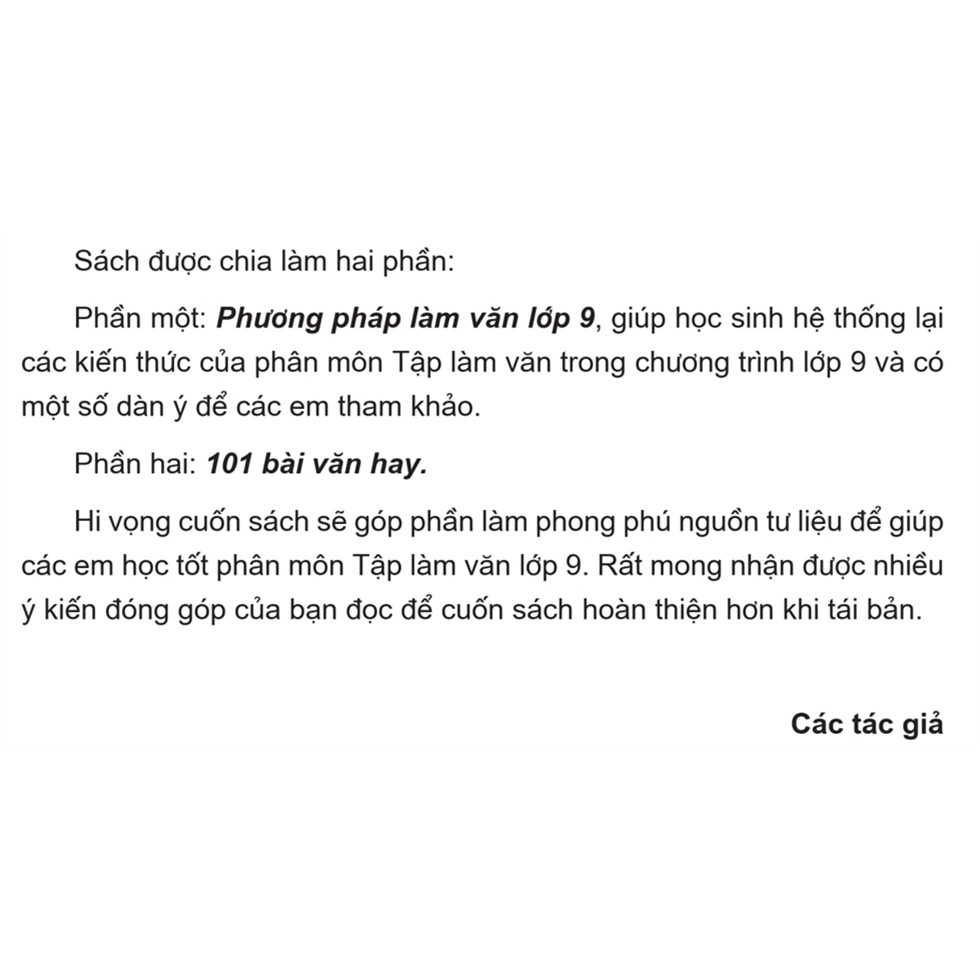 Sách - 101 bài văn hay lớp 9
