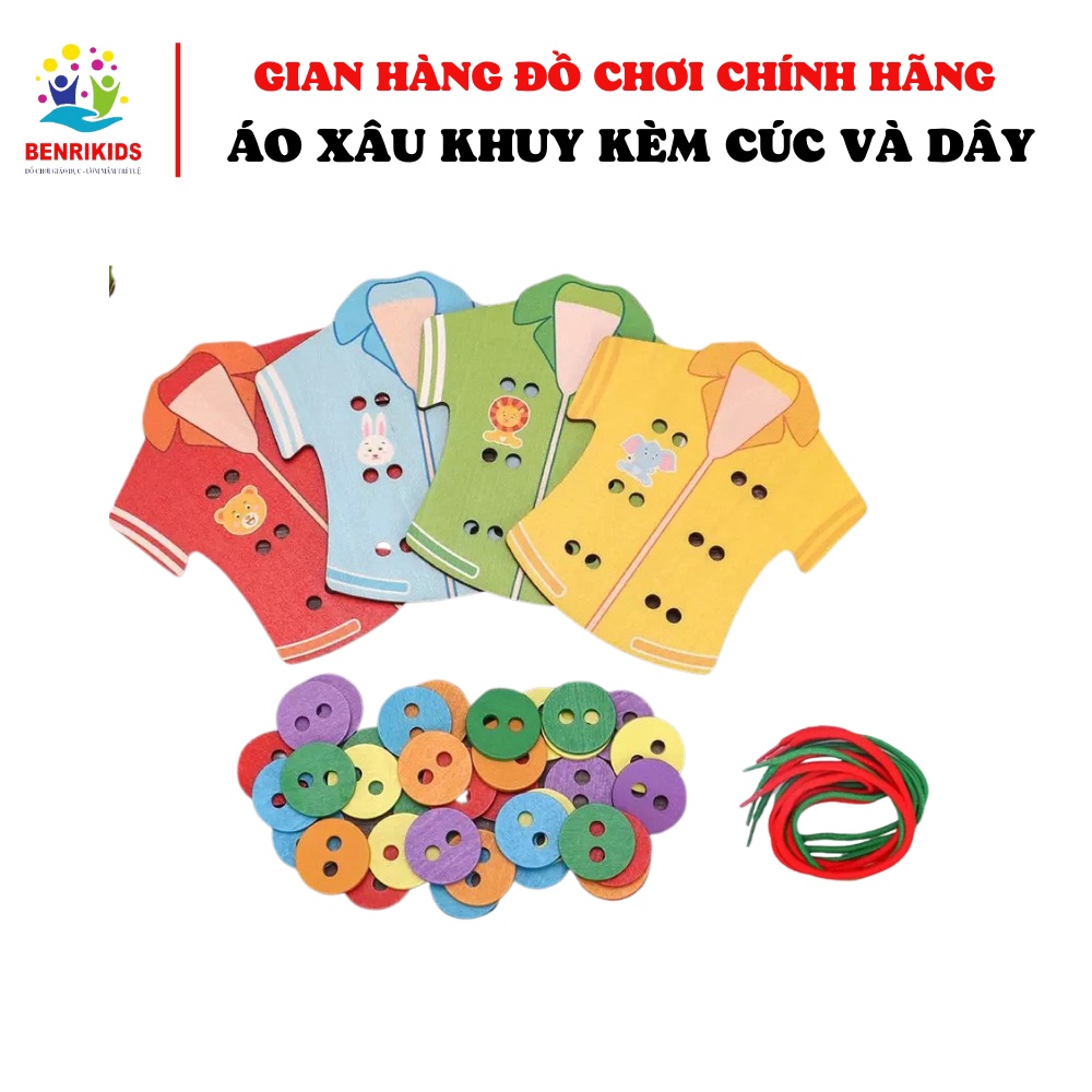 Áo Xâu Khuy Kèm Dây Xâu Và Cúc Bằng Gỗ Benrikids Đồ Chơi Rèn Luyện Đôi Tay Khéo Léo